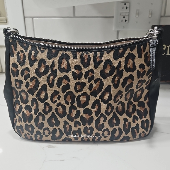 Dana Buchman Handbags - Dana Buchman Brown and Black Shoulder Bag with Leopard Print